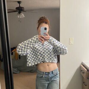 Cropped Vans Blue and White Checkered Jacket